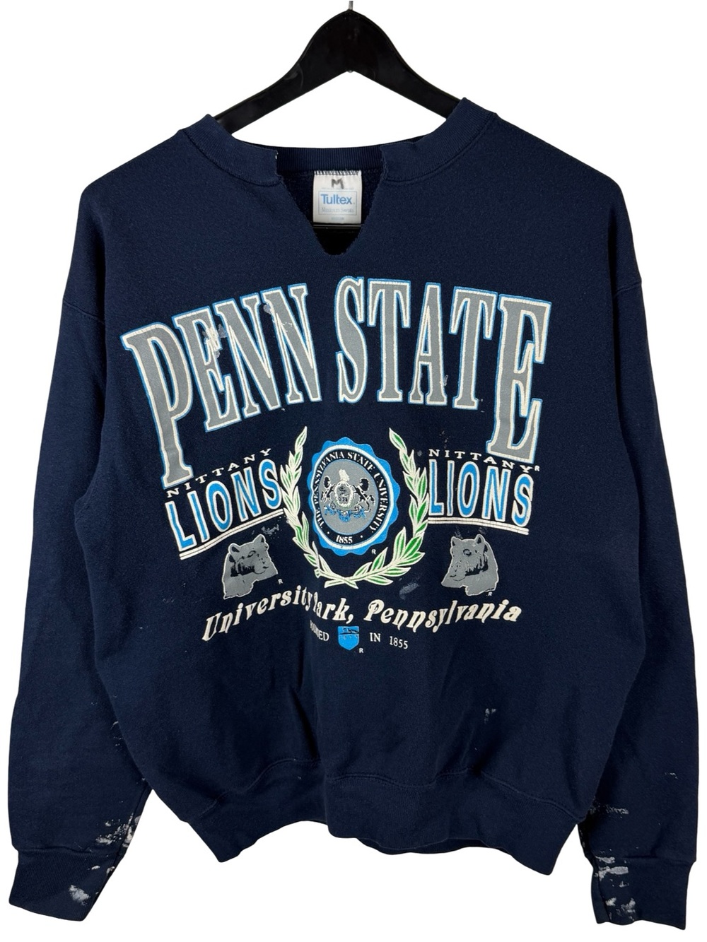 Vintage 90s Tultex Penn State Nittany Lions Paint Splatter Sweatshirt Size M